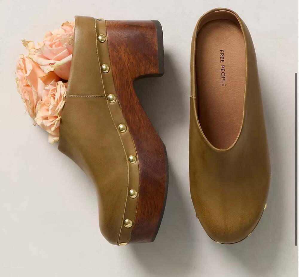 Free People Calli Platform Clog Size 7 “Olive”